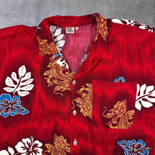 Load image into Gallery viewer, Vintage Koko Knot Hawaiian Floral Pattern Red Rayon Short Sleeve Shirt