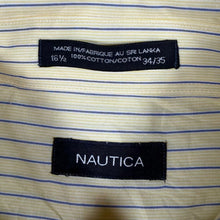 Load image into Gallery viewer, Nautica Yellow Blue White Striped Cotton Long Sleeve Button-Down Shirt