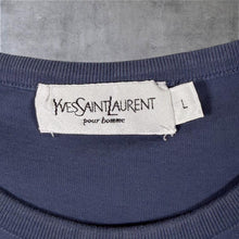 Load image into Gallery viewer, Early 00's Yves Saint Laurent YSL Multi Colour Spellout Blue Cotton Short Sleeve T-Shirt