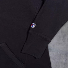 Load image into Gallery viewer, Champion Classic Logo Spellout Graphic Black Pullover Hoodie