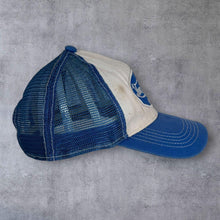 Load image into Gallery viewer, Von Dutch USA Y2K Patch Logo White Blue Trucker Mesh Baseball Cap
