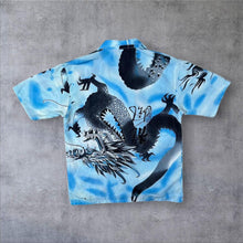 Load image into Gallery viewer, Early 00's Guo Lhi Ting Gothic Y2K Dragon Graphic Blue Mix Short Sleeve Shirt