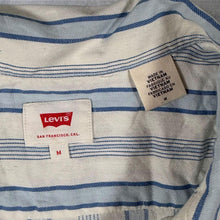 Load image into Gallery viewer, Levi's White Blue Striped Short Sleeve Open Collar Shirt