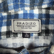 Load image into Gallery viewer, Pradizo Mens XL 42/43 Flannel Shirt Blue Black Plaid Check 100% Cotton Casual