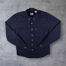 Load image into Gallery viewer, Levi's Navy Blue Polka Dot Patterned Long Sleeve Cotton Button-Down Shirt