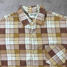 Load image into Gallery viewer, Vintage Triola Brown White Beige Mix Plaid Check Long Sleeve Cotton Flannel Shirt