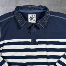 Load image into Gallery viewer, Lazy Jacks Nautical Blue White Striped Cotton 1/4 Zip Sweatshirt