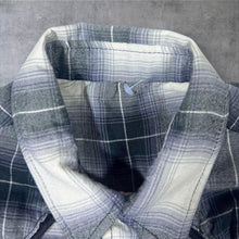 Load image into Gallery viewer, Vintage Cowboy Western Black White Grey Plaid Check Popper Cotton Long Sleeve Shirt