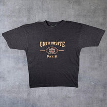 Load image into Gallery viewer, Vintage 90's Gee Kay "Universite Paris" Embroidered Tourist Spellout Dark Grey T-Shirt