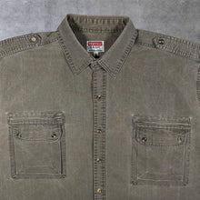 Load image into Gallery viewer, Vintage Nuovo Basic Western Safari Style Washed Grey Cotton Short Sleeve Shirt