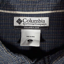 Load image into Gallery viewer, Columbia Sportswear Mens Large L Shirt Navy Check Short Sleeve Button Down