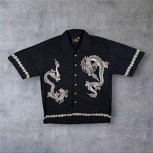 Load image into Gallery viewer, Early 00's Trespass Goth Y2K Traditional Dragon Graphic Black Short Sleeve Shirt