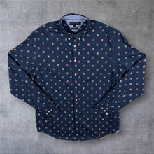 Load image into Gallery viewer, Tommy Hilfiger "Regular Fit" Crest Logo Pattern Long Sleeve Button-Down Cotton Shirt