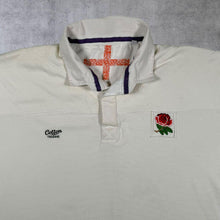 Load image into Gallery viewer, Cotton Traders England Rugby Embroidered Patch Logo White Short Sleeve Polo Shirt