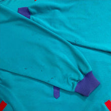 Load image into Gallery viewer, Vintage 80s BLAST Colour Block Polo Sweatshirt Teal Red Purple L/G Retro