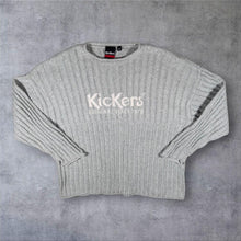 Load image into Gallery viewer, Kickers Classics Embroidered Spellout Grey Cotton Acrylic Cable Knit Jumper