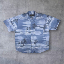 Load image into Gallery viewer, Vintage Blue Monday Hawaiian Tropical Pattern Polyester Cotton Short Sleeve Shirt
