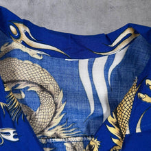 Load image into Gallery viewer, Early 00's Goth Y2K Traditional Dragon Patterned Blue Short Sleeve Shirt