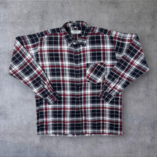 Load image into Gallery viewer, Vintage Vesta Red White Black Grey Plaid Check Long Sleeve Flannel Shirt