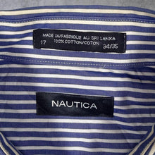 Load image into Gallery viewer, Nautica Classic Blue White Striped Long Sleeve Cotton Dress Shirt