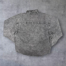Load image into Gallery viewer, Vintage Cowboy Western Grey Acid Wash Denim Long Sleeve Cotton Shirt