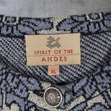 Load image into Gallery viewer, Spirit of the Andes Pima Cotton Cardigan XL Blue Floral Jacquard Made Bolivia