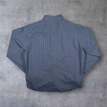 Load image into Gallery viewer, CK Calvin Klein Classic Grey Navy Blue Check Long Sleeve Cotton Dress Shirt