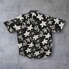 Load image into Gallery viewer, Vintage Arii Tahiti Hawaiian Tropical Floral Pattern Black White Grey Cotton Shirt