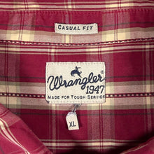 Load image into Gallery viewer, Wrangler Western "Casual Fit" Red White Plaid Check Long Sleeve Cotton Shirt