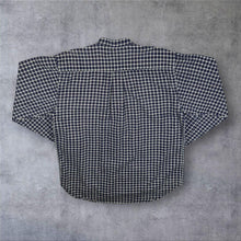 Load image into Gallery viewer, Vintage Emporio Casual Wear Navy Blue White Check Grand Collar Long Sleeve Shirt