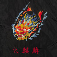 Load image into Gallery viewer, Early 00's Goth Y2K Flaming Dragon Black Silk Polyester Short Sleeve Shirt