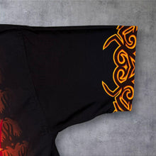 Load image into Gallery viewer, Early 00's Dognose Goth Y2K Tribal Dragon Flame Graphic Black Red Polyester Shirt