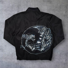 Load image into Gallery viewer, Early 00's Woodpecker Goth Y2K Tiger Dragon Yin Yang Black Long Sleeve Shirt