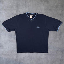 Load image into Gallery viewer, Vintage Adidas Embroidered Mini Logo Navy Blue Cotton Short Sleeve V-Neck T-Shirt