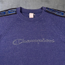 Load image into Gallery viewer, Vintage Champion Big Spellout Graphic Logo Tape Sleeve Blue Short Sleeve T-Shirt