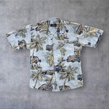 Load image into Gallery viewer, Vintage Shenma Hawaiian Tropical Palm Car Patterned Short Sleeve Polyester Shirt