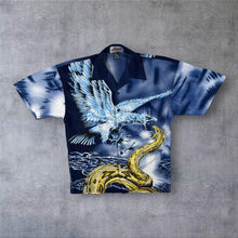 Load image into Gallery viewer, Vintage Garment Shirt Goth Y2K Eagle Serpent Graphic Blue Short Sleeve Shirt