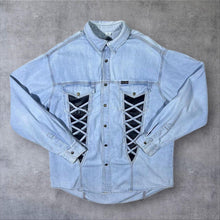 Load image into Gallery viewer, Vintage Arizona Cowboy Western Light Blue Denim Popper Long Sleeve Shirt