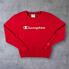 Load image into Gallery viewer, Champion Classic Big Logo Spellout Graphic Red Crewneck Sweatshirt