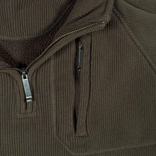Load image into Gallery viewer, Animal Surfer Khaki Brown Ribbed Fleece 1/4 Zip Pullover Sweatshirt