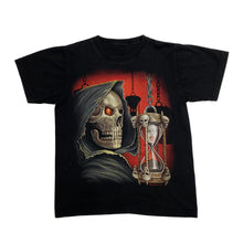 Load image into Gallery viewer, HERO BUFF Gothic Fantasy Grim Reaper Hourglass Skull Graphic T-Shirt