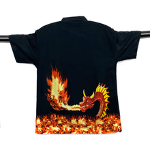 Load image into Gallery viewer, OVERGAME Gothic Fantasy Flaming Dragon Open Collar Polyester Shirt