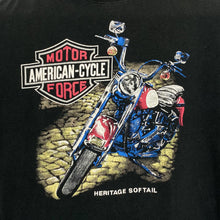 Load image into Gallery viewer, AMERICAN-CYCLE MOTOR FORCE “Heritage Softail” Biker Graphic Spellout T-Shirt