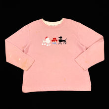 Load image into Gallery viewer, WHITE STAG Embroidered Poodle Dog Roses Double Collared Sweatshirt