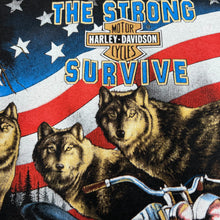 Load image into Gallery viewer, Vintage 3D Emblem (1991) HARLEY DAVIDSON “The Strong Survive” Biker Wolf Single Stitch Vest Top