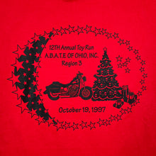 Load image into Gallery viewer, ABATE OF OHIO (1997) “12th Annual Toy Run” Biker Souvenir Spellout Graphic T-Shirt