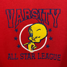Load image into Gallery viewer, LOONEY TUNES (2001) “Varsity All Star League” Tweety Embroidered V-Neck Sweatshirt