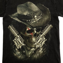 Load image into Gallery viewer, ROCK CHANG Gothic Skeleton Skull Cowboy Graphic T-Shirt