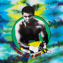 Load image into Gallery viewer, MUHAMMAD ALI (1975) “Sting Like A Bee” Boxing Icon Tie Dye T-Shirt