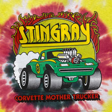 Load image into Gallery viewer, STINGRAY “Corvette Mother Trucker” Muscle Car Graphic Spellout Tie Dye T-Shirt